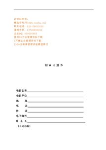 创青春创新创业计划书模板