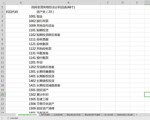 非盈利企业会计会计科目编码