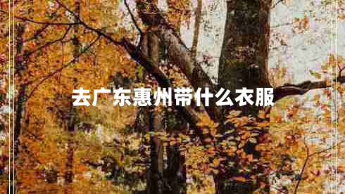 去广东惠州带什么衣服