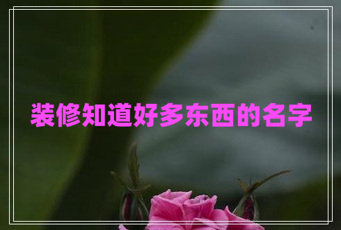 装修知道好多东西的名字