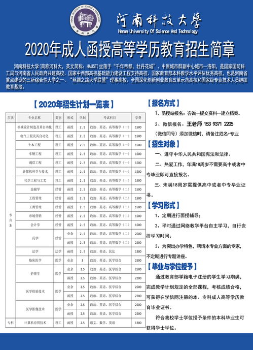 2020河南成人自考本科学费一览表