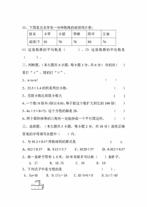 2013五级上册数学期末考试注意事项