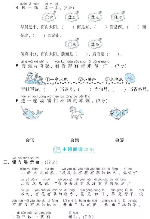 一年级语文基础知识训练题,一年级上册语文基础知识训练,一年级语文基础知识汇总