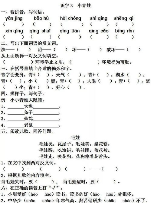 一级小青蛙基础知识