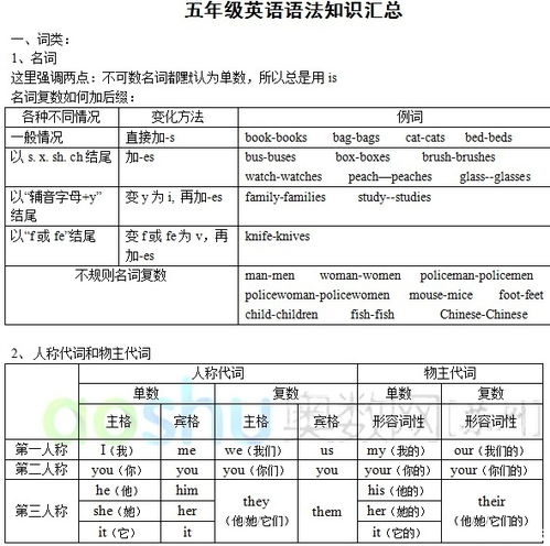 英语语法基础知识大全五级